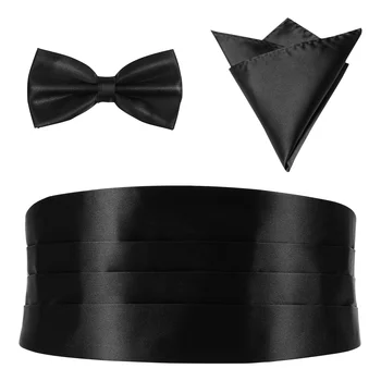 Мужской модный широкий пояс, галстук-бабочка, носовой платок из 3 предметов для свадеб, вечеринок, выпускных вечеров.