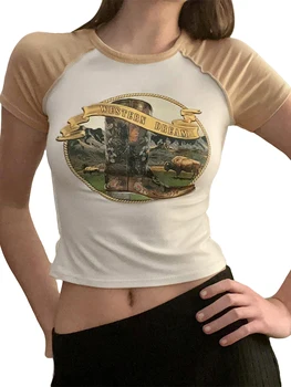 Женская повседневная укороченная футболка с коротким рукавом и принтом ботинка для летней вечеринки, клубной уличной моды