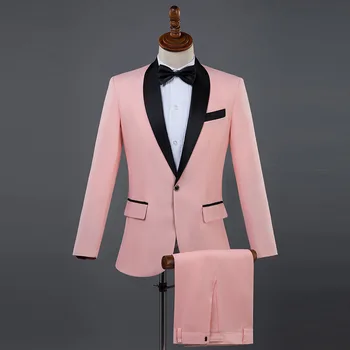 2023 Розовый для Мужчин Новый Персонализированный Костюм Flow Fashion Colorblock Для Выступления Ведущего Певца Студийный Костюм из Двух Частей