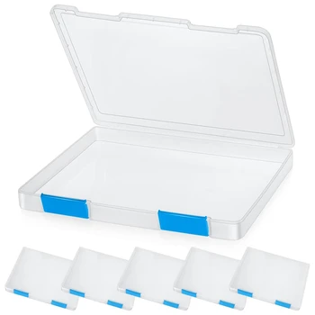 6 шт. Прозрачная коробка для файлов формата А4, Пластиковый ящик для хранения документов, Футляр, Картонные контейнеры, Защита для журналов, Держатель файла с пряжкой, прочный