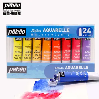 Pebeo 24 Цветные акварельные краски в тюбиках по 12 мл для профессионалов, начинающих и энтузиастов рисования, товары для рукоделия