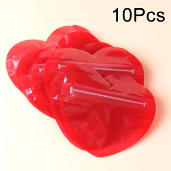 10шт Запечатывающих пакетов в форме сердца Спереди Прозрачные Пластиковые Упаковочные пакеты Серьги для конфет Браслет Пакеты Для упаковки ювелирных изделий
