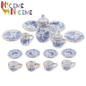 15 штук миниатюрной посуды для кукольного домика 1:12, Фарфорово-керамический набор чайных чашек