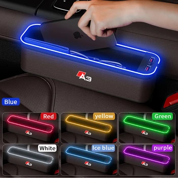 Коробка для хранения автокресел Gm с атмосферной подсветкой для Audi A3, Органайзер для чистки автокресел, USB-зарядка сиденья, Автомобильные Аксессуары