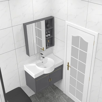 Алюминиевые шкафы для ванной комнаты в маленькой квартире, Балкон, туалет, Настенные шкафы для умывальника с зеркалом, мебель для ванной комнаты дома