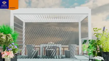 Современная автоматическая беседка для внутреннего дворика Наружные арки Биоклиматическая Алюминиевая пергола с открывающейся жалюзийной крышей