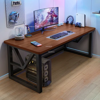 Современные деревянные компьютерные столы, мебель для домашнего офиса, игровой стол и набор стульев Простой Настольный Компьютерный офисный стол с полками A