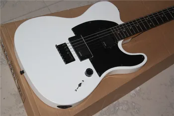 Китайская гитарная фабрика на заказ новая белая гитара TL, черная накладка, высококачественная черная фурнитура, бесплатная доставка 01