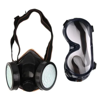 Новый защитный фильтр, Двойной противогаз, Химический газ, Противопылевая краска, респиратор, маска для лица с очками, Промышленная безопасность Оптом