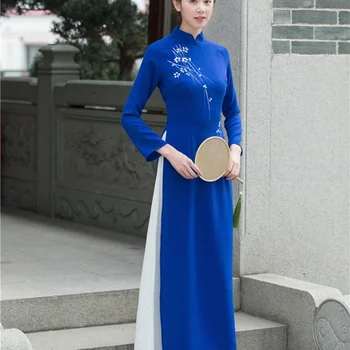 Современное Китайское платье Cheongsam Qipao Интернет-магазин Китайского Женского Халата De Soiree 2019 Японское Кимоно Ao Dai Вьетнамское Платье AA4426