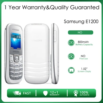 Оригинальный мобильный телефон Samsung E1200 с 1,52-дюймовым экраном, 800 мАч, батарея GSM 900 / 1800, Разблокированный мобильный телефон