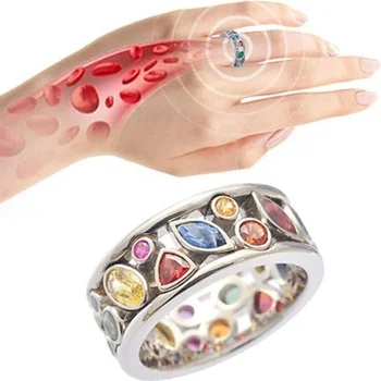 2023 Новая Мода Магнитотерапевтическое Кольцо для Женщин Красочный Кристалл Геометрическое Кольцо На Палец Потеря Веса Лимфодренаж Ювелирные Изделия Подарки
