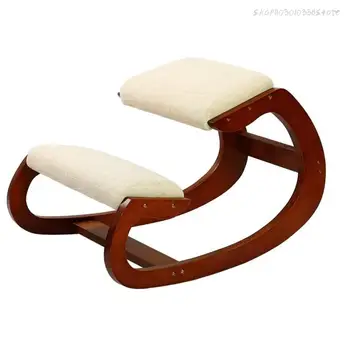 Эргономичное кресло-коленопреклонитель для принятия вертикального положения, кресло-качалка, табурет для дома, офиса и медитации - Подушка из дерева и льна