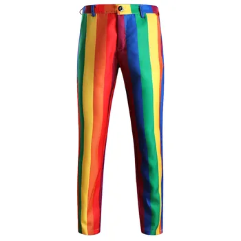 Новые костюмные брюки Мужские эластичные мужские брюки с разноцветным принтом Модные весенне-осенние классические брюки больших размеров