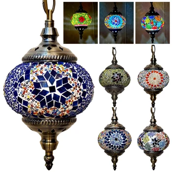 Мозаичный подвесной светильник E27 для бара Ресторана, Средиземноморский подвесной светильник, романтическая экзотическая люстра в классическом турецком стиле для проживания в семье