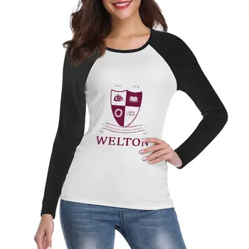 Футболка с эмблемой Welton Academy с длинным рукавом, футболка с животным принтом, черная футболка, футболки для любителей спорта, женская футболка