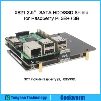 Geekworm Raspberry Pi 3 B + / 3B SATA, плата расширения жесткого диска/SSD NAS X821 2,5 