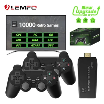 Игровая приставка LEMFO M8 4K Game Stick TV, встроенная в 3500 Игр С 3D-играми Для PS1/SFC 2.4 G С двойной беспроводной ручкой 64 ГБ