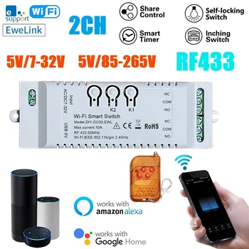 2CH Wifi Smart Switch DIY Таймер + Пульт Дистанционного Управления Ewelink Wifi + RF433 + BT Модуль Домашней Автоматизации для Alexa Google Home IFTT