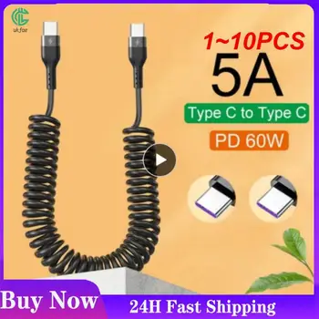 1 ~ 10ШТ Кабель для передачи данных USB Type C 5A Micro USB пружинный телескопический кабель для быстрой зарядки для автомобильных аксессуаров для телефонов