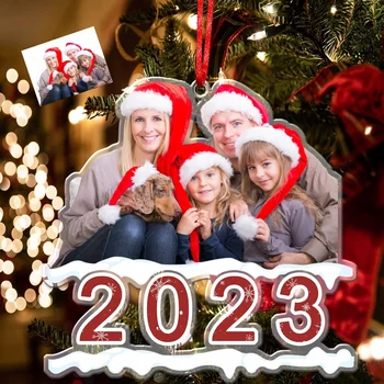 Рождественский орнамент с изображением на заказ Персонализированный Акриловый Подвесной Орнамент на Рождественскую елку Новогодний Рождественский подарок 2023 Семейный декор
