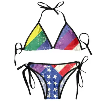 Женский купальник с флагом США и гей-гранж, сексуальный комплект бикини, купальный костюм, пляжная одежда, купальники