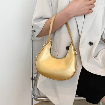 Женские Роскошные дизайнерские сумки из искусственной кожи, модные винтажные сумки через плечо с двойной молнией в виде полумесяца
