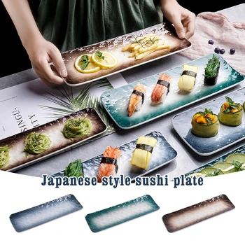 Тарелка Для Суши В Японском Стиле Керамические Блюда Для Суши Закуски Из Сашими Длинная Тарелка Японский Ресторан Отель Прямоугольное Блюдо Посуда