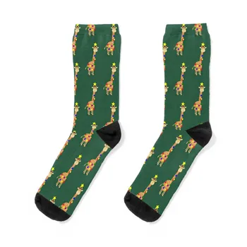 Сердитый Рождественский Жираф С рождественскими гирляндами, Милые Носки с жирафом, черные носки, изготовленные на заказ, Носки для девочек, мужские