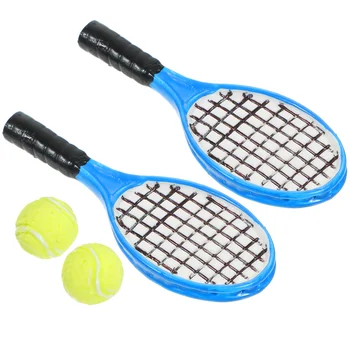 Миниатюрная теннисная ракетка 1: 12 и набор декоративных аксессуаров 4шт