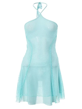 Женское Сексуальное облегающее мини-платье с кружевным вырезом на бретельках, прозрачная открытая клубная одежда, короткое платье без рукавов