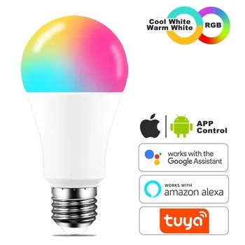Светодиодные лампы E27 Wifi Bluetooth RGB 85-265 В Tuya Smart Light Лампы-прожекторы для дома Alice Alexa Google Assistant