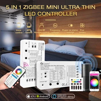 Gledopto Zigbee 3,0 DC5-24V Mini 5 в 1 RGBCCT/RGBW/RGB/CCT/Диммер Светодиодный Контроллер Полосы Света Для Подсветки Телевизора Кухонного Освещения