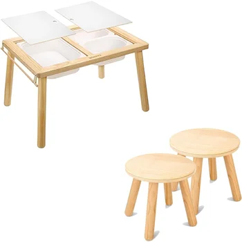 сенсорные столы wingyz + 2 упаковки деревянных табуретов для малышей