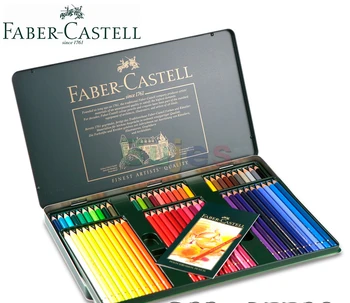 Оригинальный немецкий набор профессионального искусства FABER CASTELL, свинцовый 60-цветный зеленый железный ящик.Точный цвет минеральной заправки