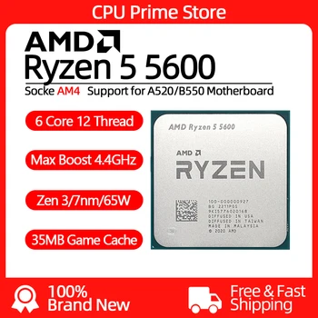 Процессор AMD Ryzen 5 5600 3,5 ГГц, 6-ядерный, 12-потоковый, 65 Вт, 7-нм, сокет AM4 R5 5600, процессор Gamer Processador Ryzen 5 5600