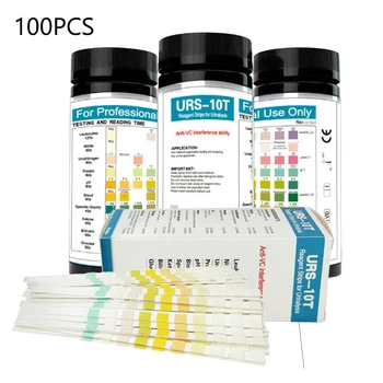 50/100 тест-полосок URS-10T для анализа мочи, 10 тест-полосок для определения параметров мочи, лейкоцитов, нитритов, уробилиногена, белка,