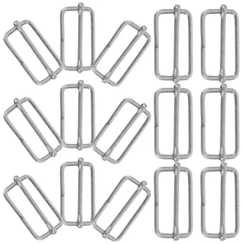 20ШТ роликовых пряжек для крепления ремня безопасности, регулируемые металлические пряжки для рюкзака, чемодана, одежды (серебристый)