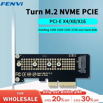 Адаптер FENVI M.2 NVME к PCIe С Алюминиевым SSD-Радиатором 64 Гбит/с M.2 SSD Gen4 PCIe4.0 X4 X8 X16 Карта Расширения для настольных компьютеров Win10