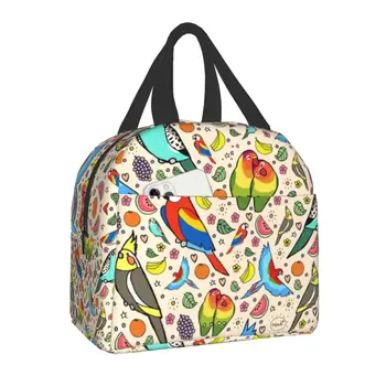 Забавный попугай, изолированная сумка для ланча, Герметичный кулер для птиц Budgie Cockatiel, термобокс для Бенто для женщин, сумка для работы в офисе, Школьная сумка для еды