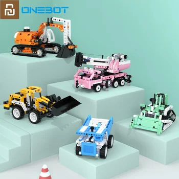 Youpin ONEBOT Mini Engineering Vehicle Color Engineering Строительные блоки в стиле пэчворк Семейная игрушка Кран Экскаватор Подарок на День рождения