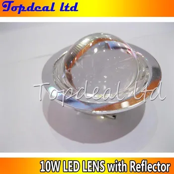 10 комплектов оптических стеклянных линз диаметром 44 мм + отражатель объектива для светодиодного чипа мощностью 10 Вт 60-80 градусов