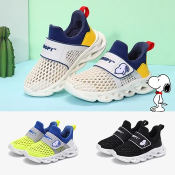 Детская спортивная обувь Snoopy, мультяшные кроссовки для мальчиков и девочек, модная сетчатая Легкая Дышащая детская повседневная спортивная обувь для бега