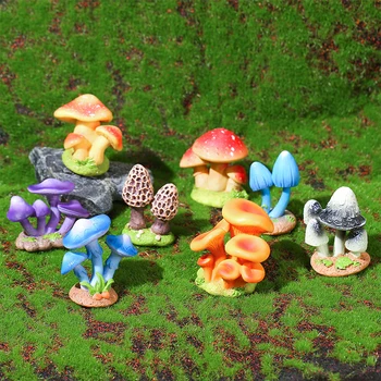Украшения из мини-грибов из смолы, красочные фигурки грибов, миниатюры, имитирующие растения для украшения дома и сада.