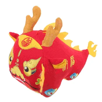 Игрушки 2024 Год Талисмана дракона, Плюшевая ткань, китайские подвесные украшения, фирменный подарок (красный около 18 см), мягкие игрушки