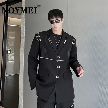 Мужской блейзер NOYMEI, Осенний Новый черный темный костюм, куртка с застежкой-молнией, Универсальное модное мужское Новое модное пальто, шикарный WA2529