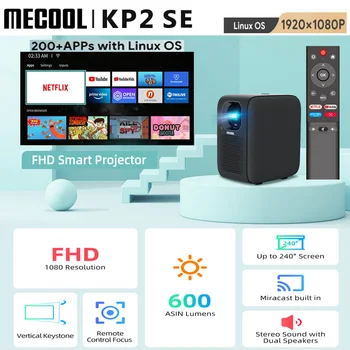 [Подлинный] Проектор MECOOL KP2 SE Глобальной версии с Домашним кинотеатром DHL 1080P, сертифицированным Netflix, WiFi FHD 2.4 G/5G с автофокусом Linux