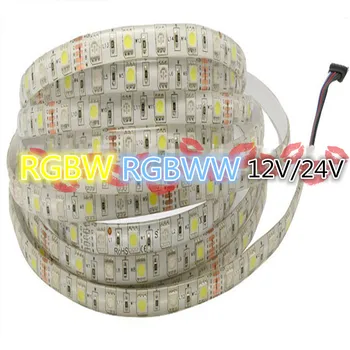 5 М RGBW 5050 светодиодные ленты Водонепроницаемый IP20 IP65 IP67 DC12V SMD 60 светодиодов/М 300 светодиодов Гибкие полосы света RGB + Белый свет