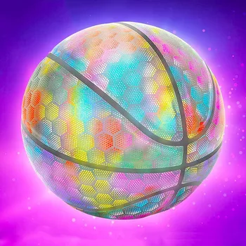 Светоотражающий Баскетбольный Мяч Размера 7 Голографический Светящийся Баскетбольный Мяч Красочная Крутая Вспышка Камеры Для Ночных Игр Мужчин