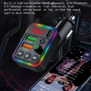 Bluetooth 5.0 FM Передатчик Громкая Связь Автомобильный Радиомодулятор MP3 Музыкальный плеер 3.1A Двойной USB Адаптер быстрой зарядки Автомобильные Аксессуары
